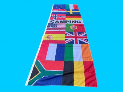 Banier Camping met landen 100x300 cm, uitverkoop