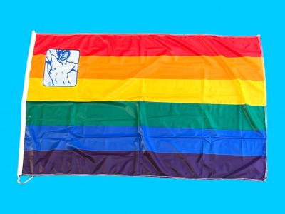Vlag Regenboog met man 100x150 cm, uitverkoop